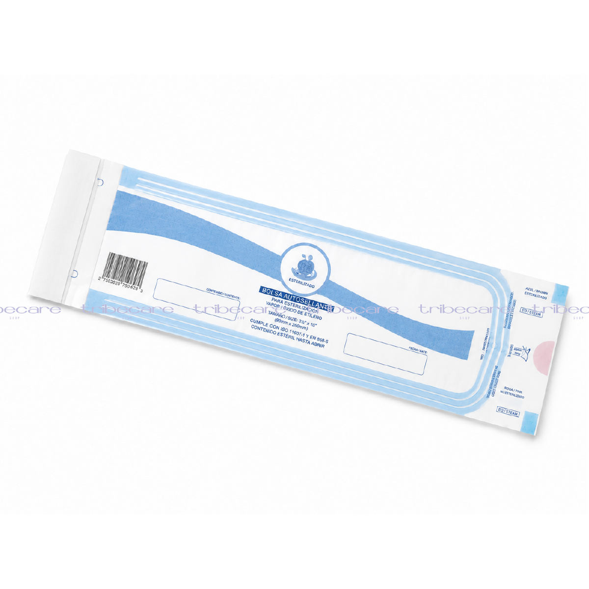 BOLSA DE ESTERILIZAR PLÁSTICA AZUL (7CM X 26 CM)