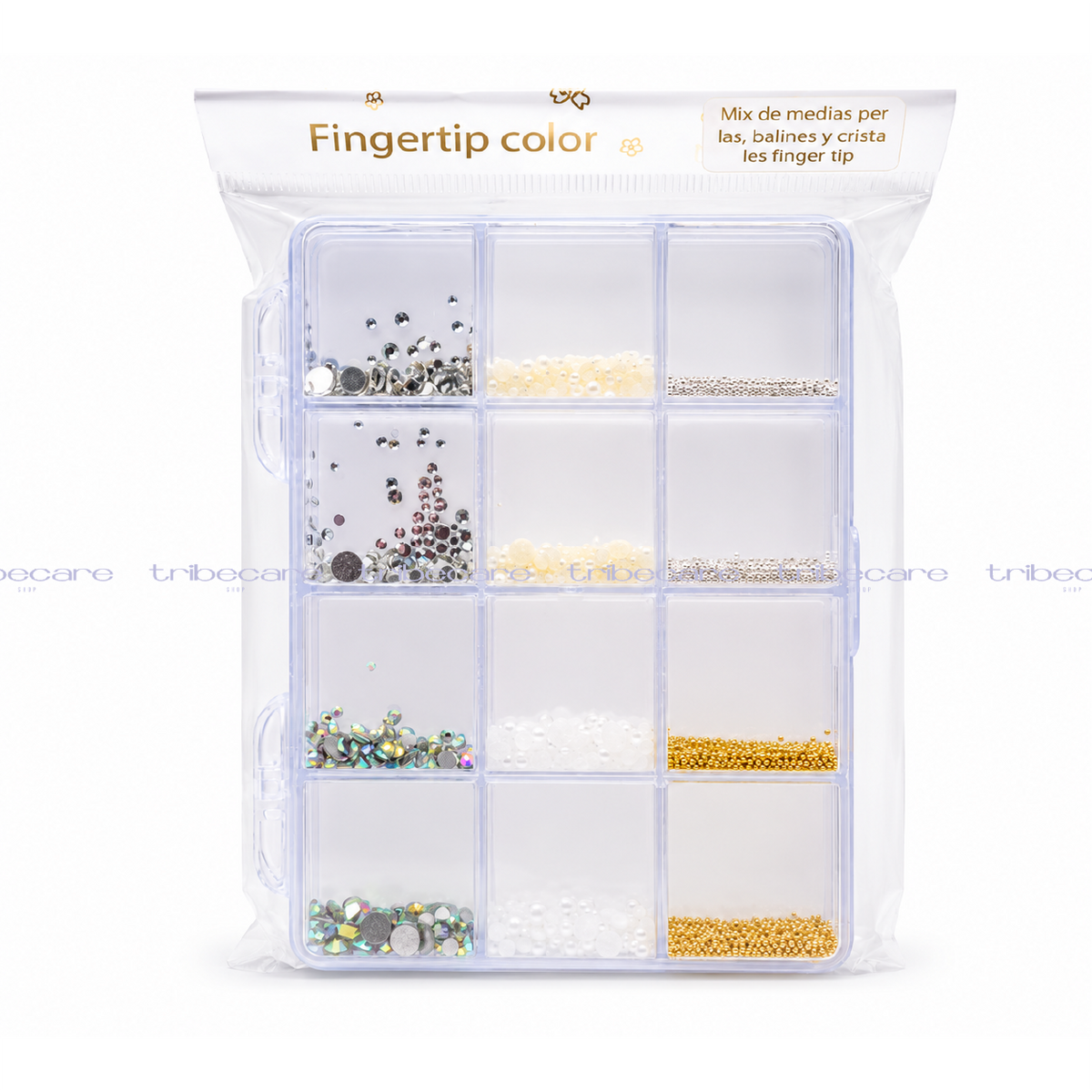 MIX DE MEDIAS PERLAS, BALINES Y CRISTALES FINGER TIP