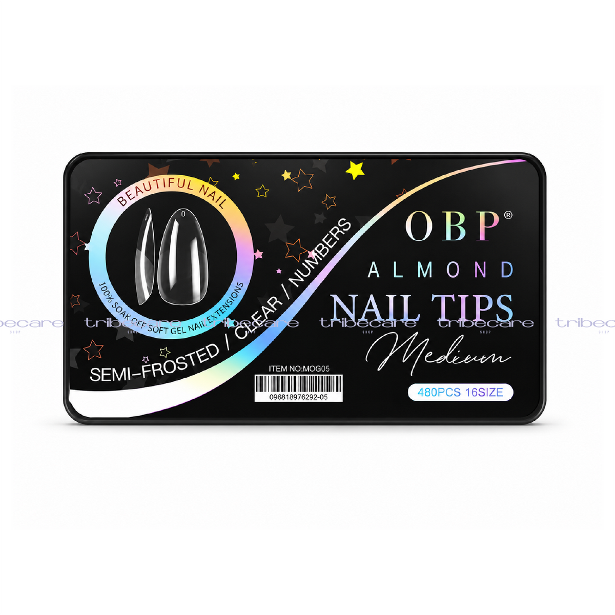 TIPS SOFT GEL ALMOND MEDIUM CUTÍCULA ESMERILADA 480 PZAS