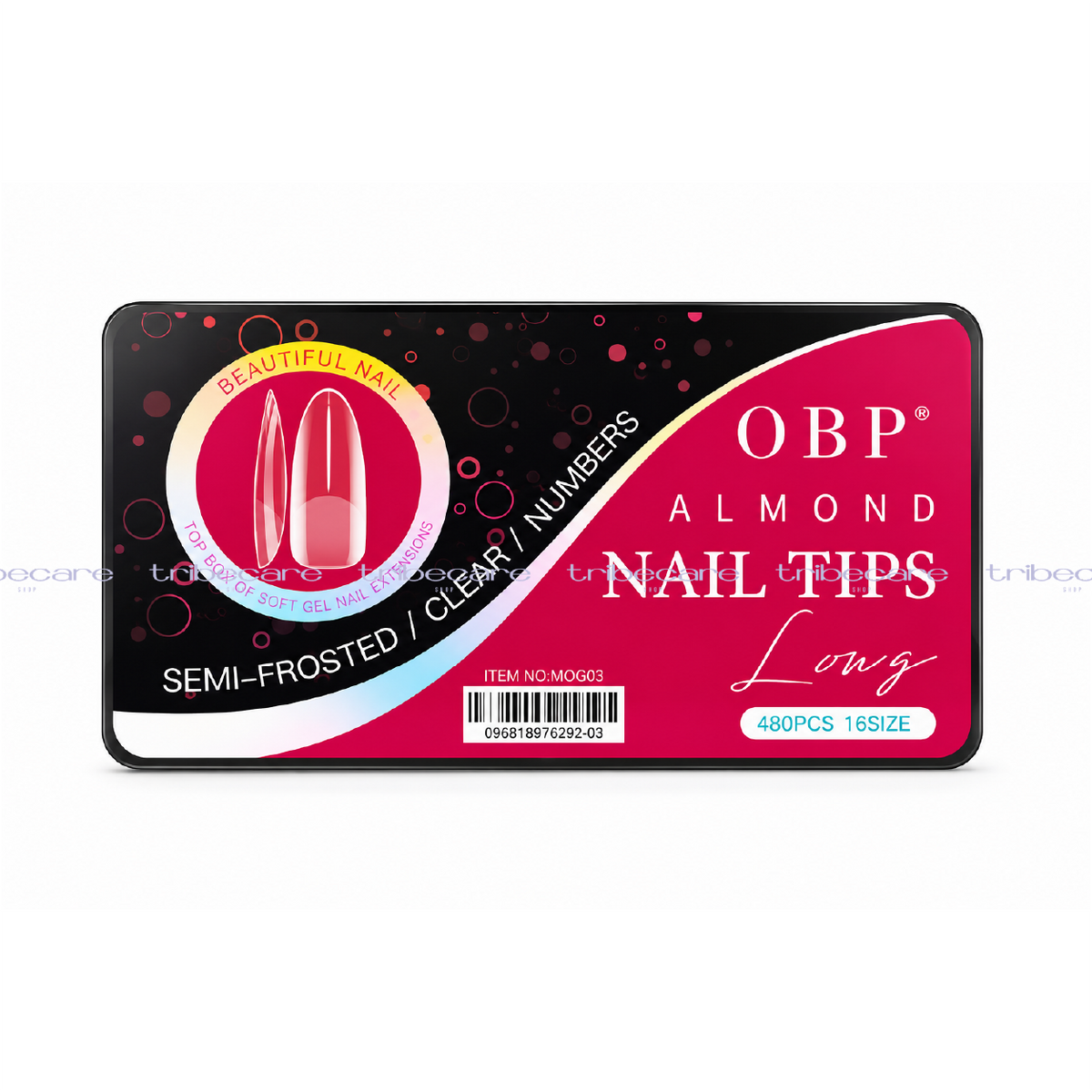 TIPS SOFT GEL ALMOND LONG CUTÍCULA ESMERILADA 480 PZAS