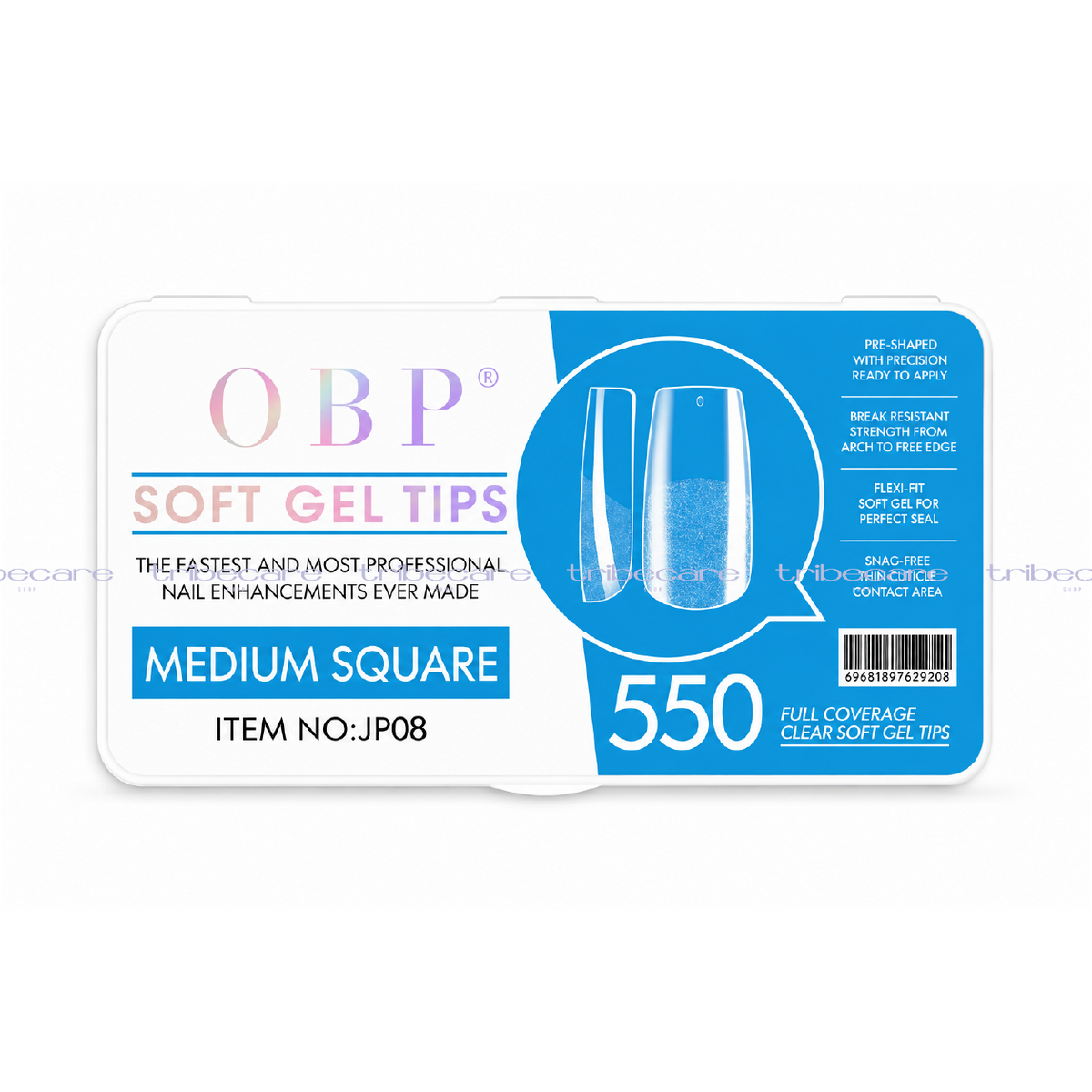 TIPS SOFT GEL SQUARE MEDIUM CUTÍCULA ESMERILADA 550 PZAS