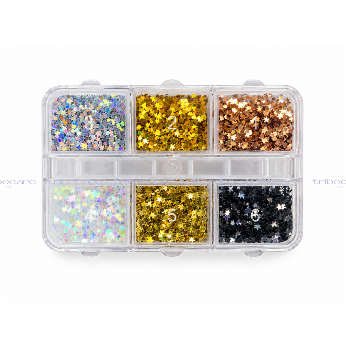 MINI ESTRELLAS MULTICOLOR PASTILLERO 6 ESPACIOS