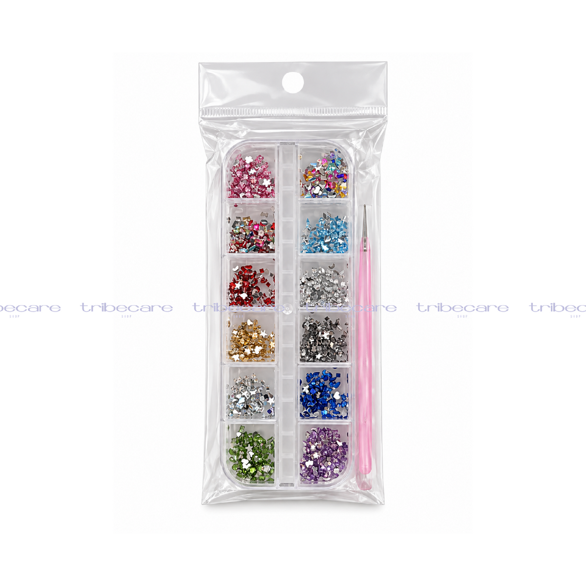 PASTILLERO DE MINI CRISTALES MULTIFORMAS MIX COLORES