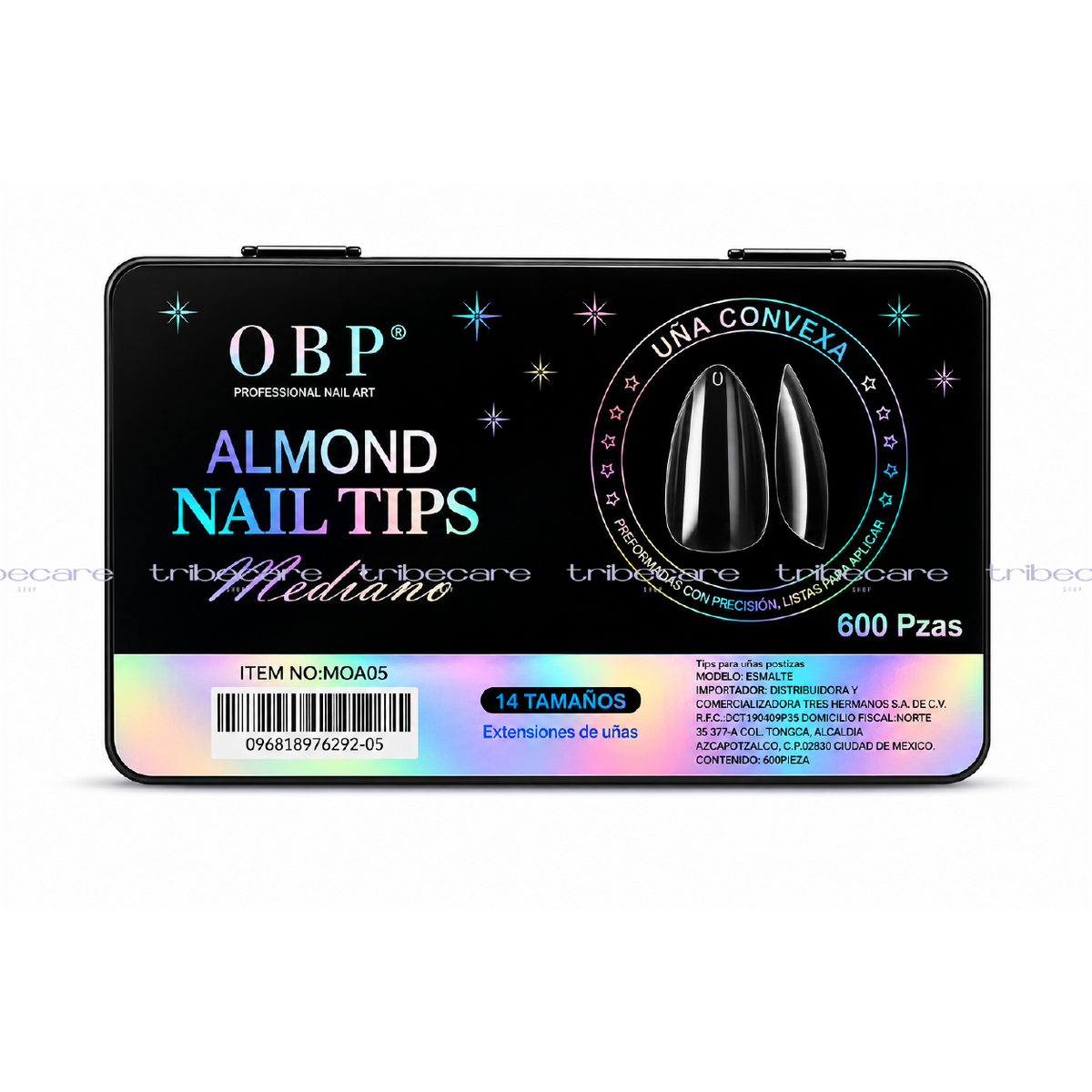 TIPS SOFT GEL ALMOND MEDIUM UÑA CONVEXA CLEAR 600 PZAS