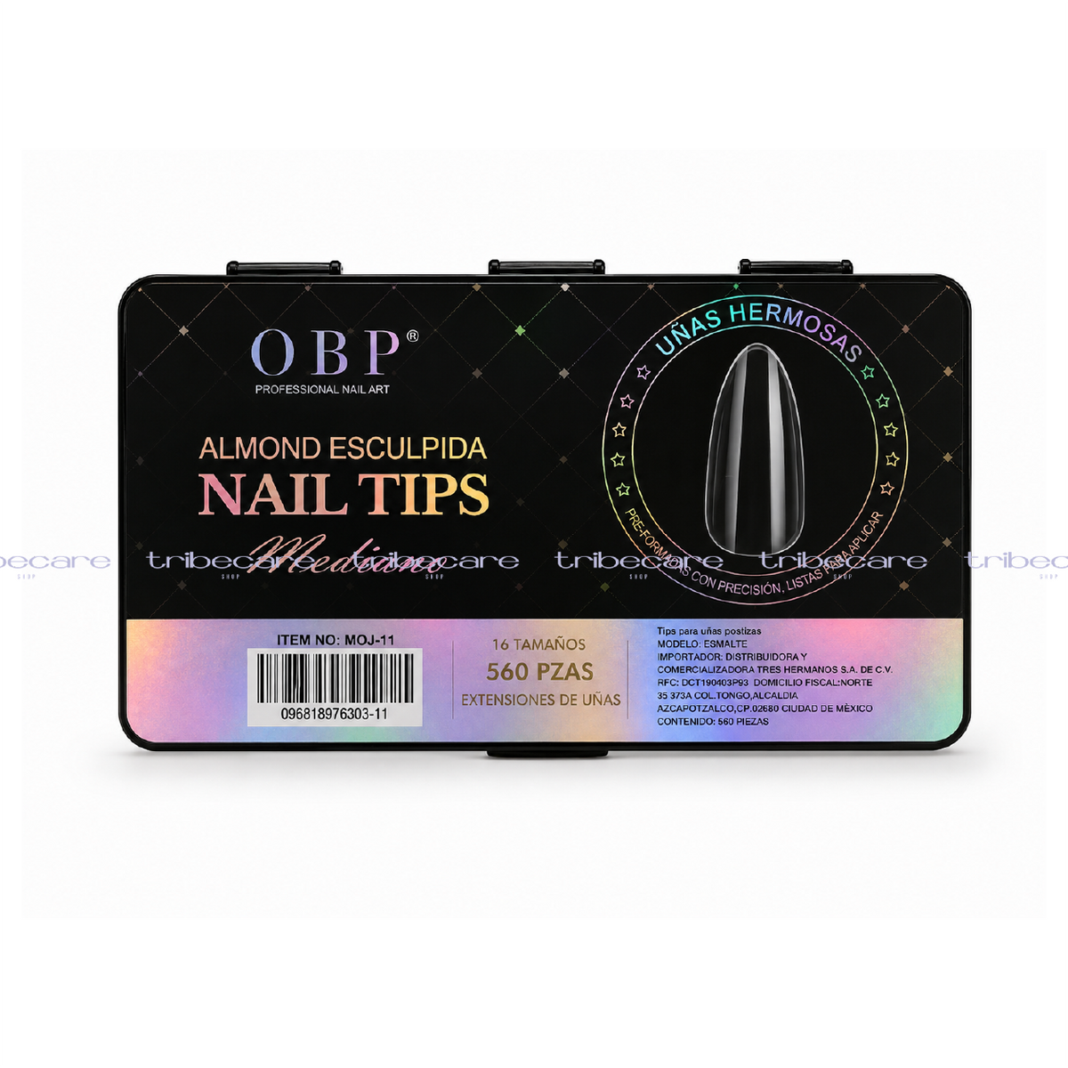 TIPS SOFT GEL ALMOND ESCULPIDA MEDIANO CLEAR